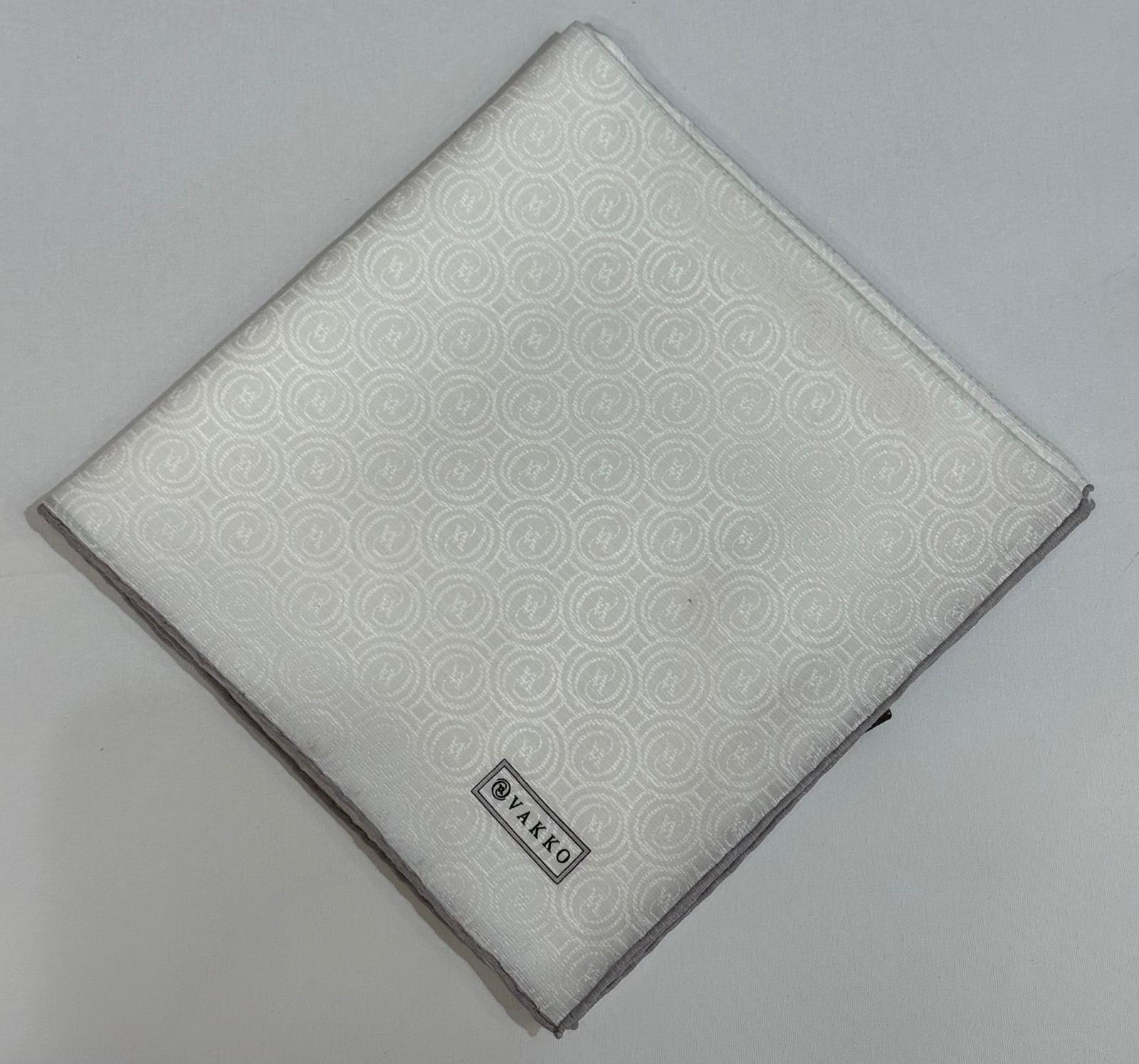 Vakko Pamuk İpek Monogram Eşarp 41727-Beyaz