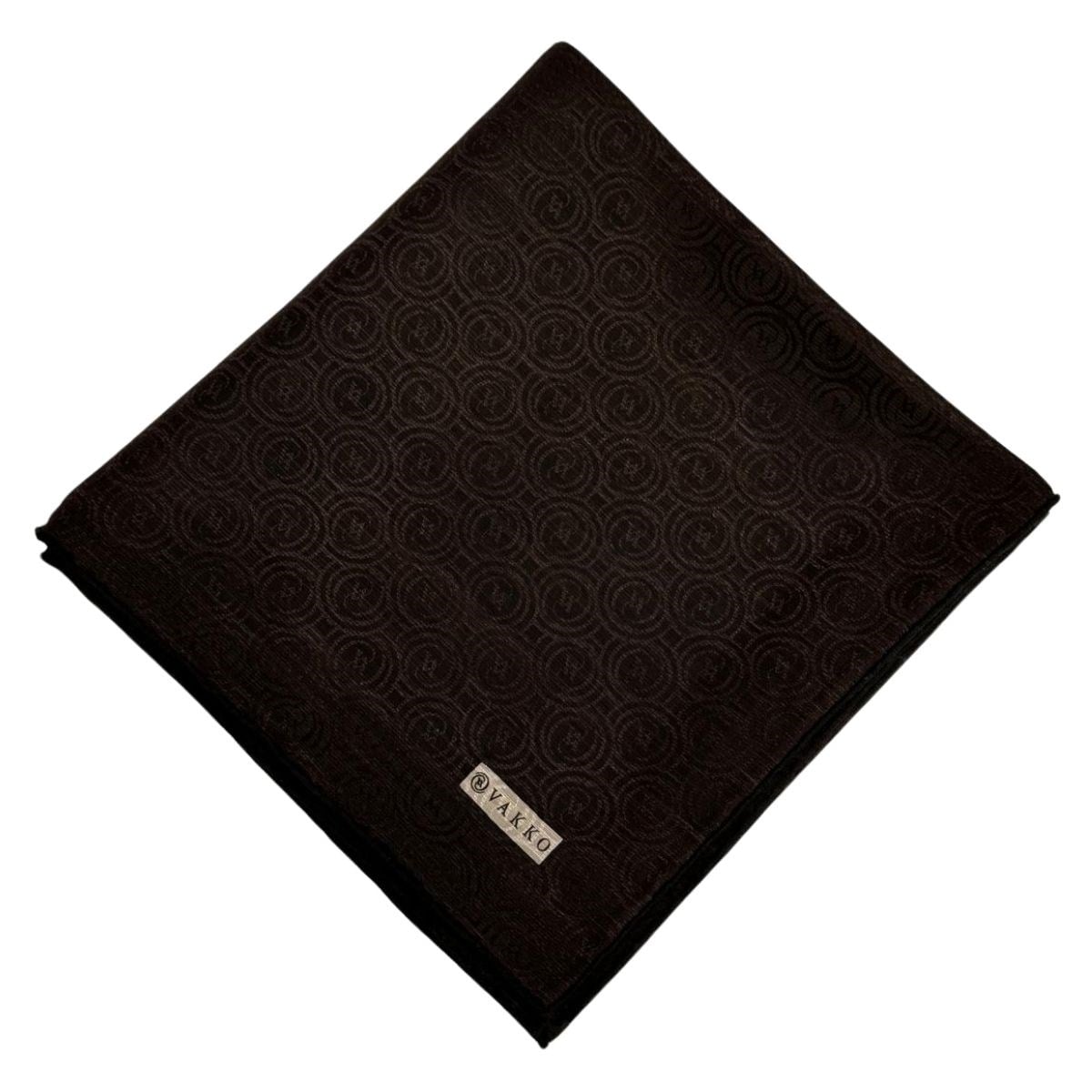 Vakko Pamuk İpek Monogram Eşarp 41727-Koyu Kahve