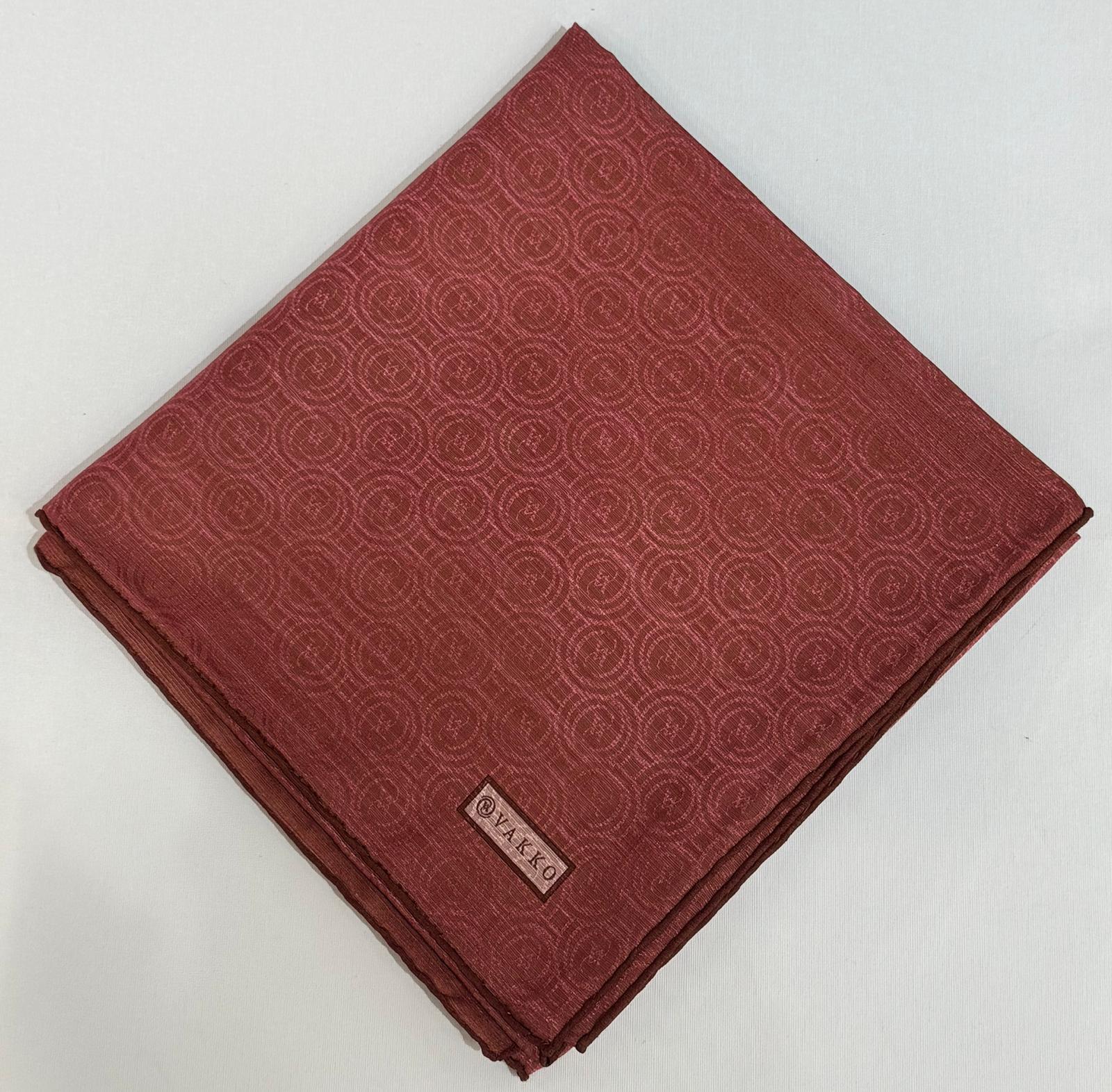 Vakko Pamuk İpek Monogram Eşarp 41727-Kızıl Kahve