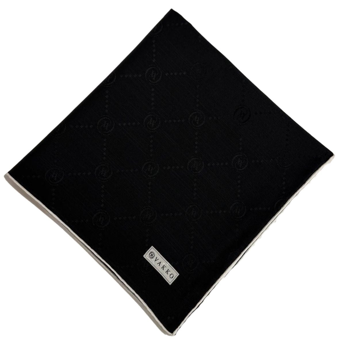 Vakko Pamuk İpek Monogram Eşarp 42139-Siyah Beyaz