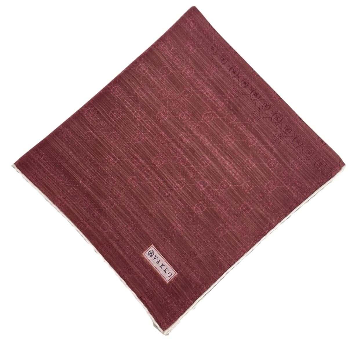 Vakko Pamuk İpek Monogram Eşarp 44226-Bordo Beyaz