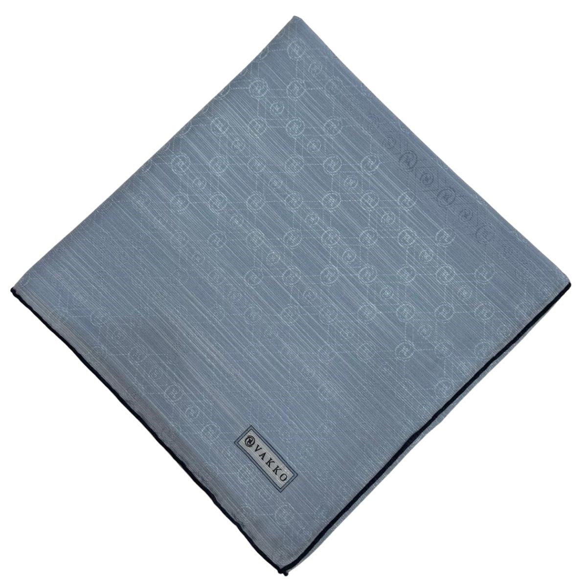 Vakko Pamuk İpek Monogram Eşarp 44226-Açık Mavi Lacivert