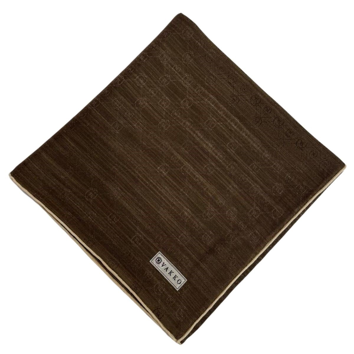 Vakko Pamuk İpek Monogram Eşarp 44226-Kahve Açık Bej