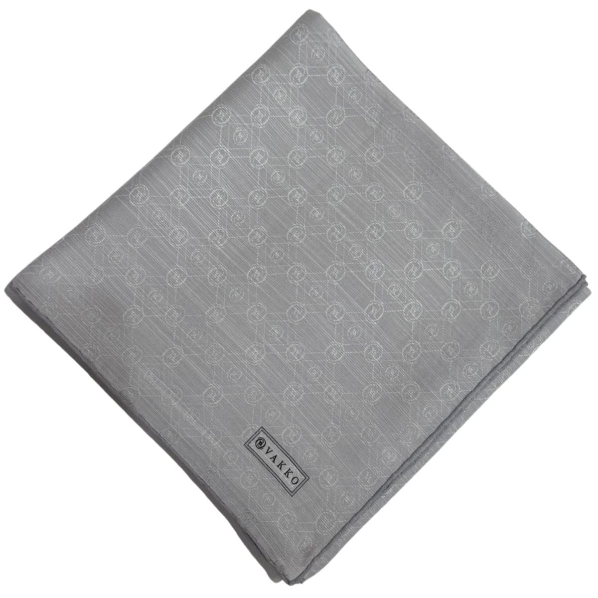 Vakko Pamuk İpek Monogram Eşarp 44226-Gümüş