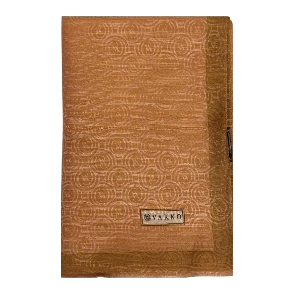 Vakko Pamuk İpek Monogram Şal 041728-Koyu Somon