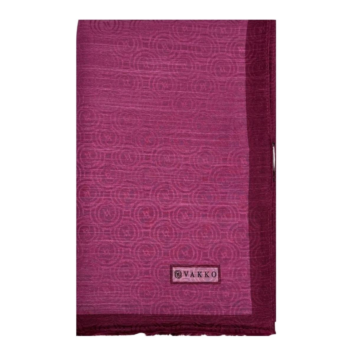 Vakko Pamuk İpek Monogram Şal 041728-Pembe