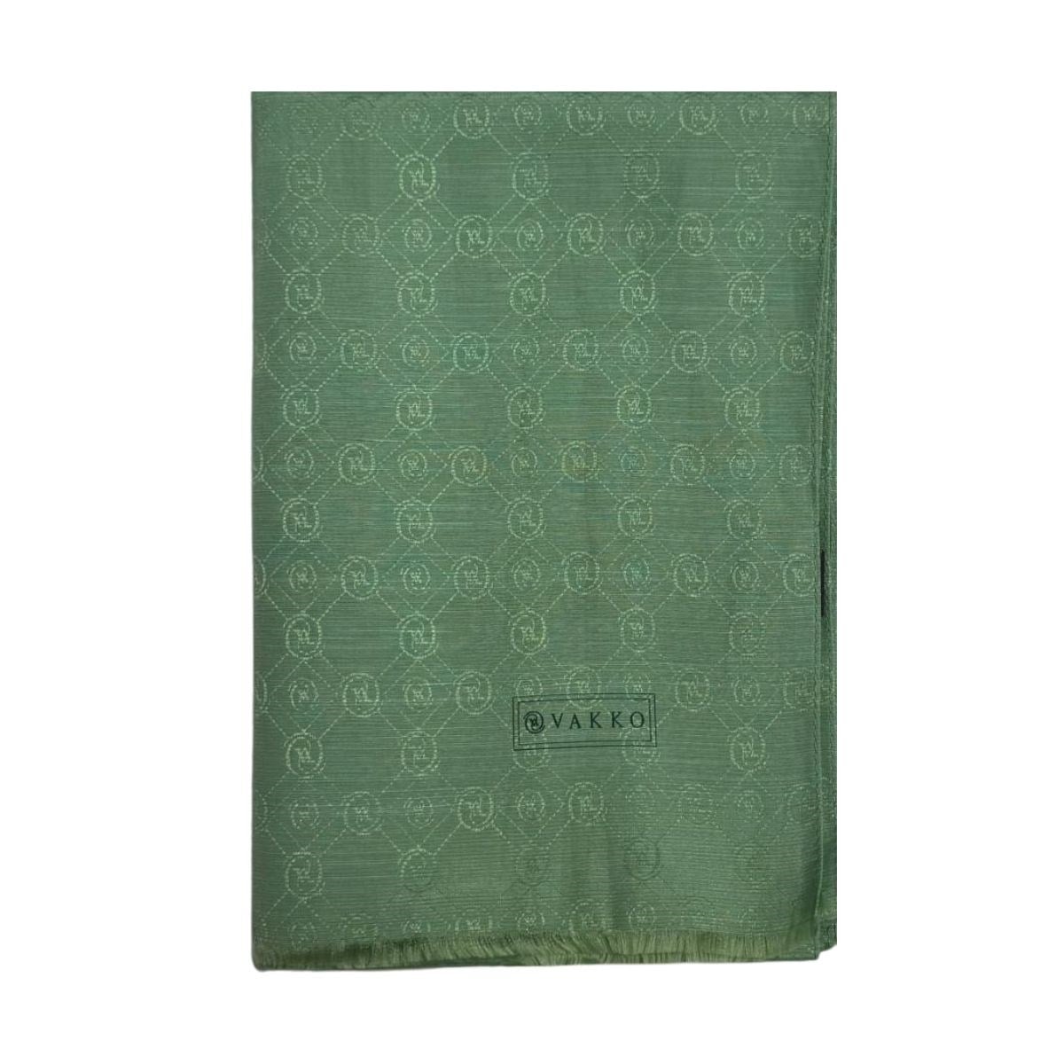 Vakko Pamuk İpek Monogram Şal 40752-Açık Yeşil