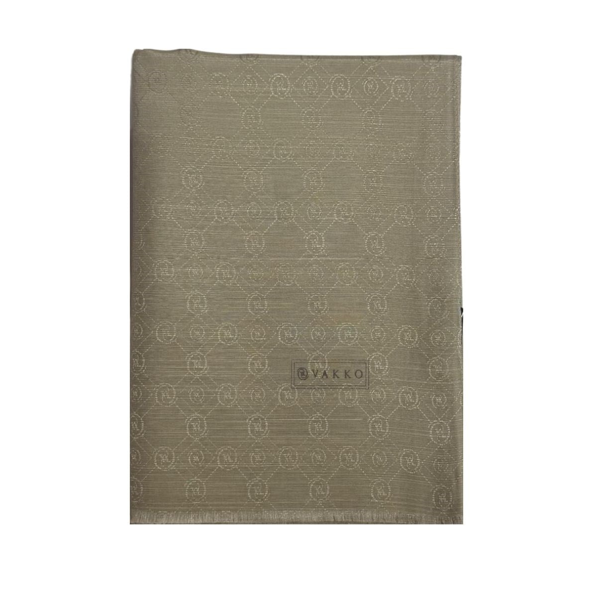 Vakko Pamuk İpek Monogram Şal 40752-Açık Kum