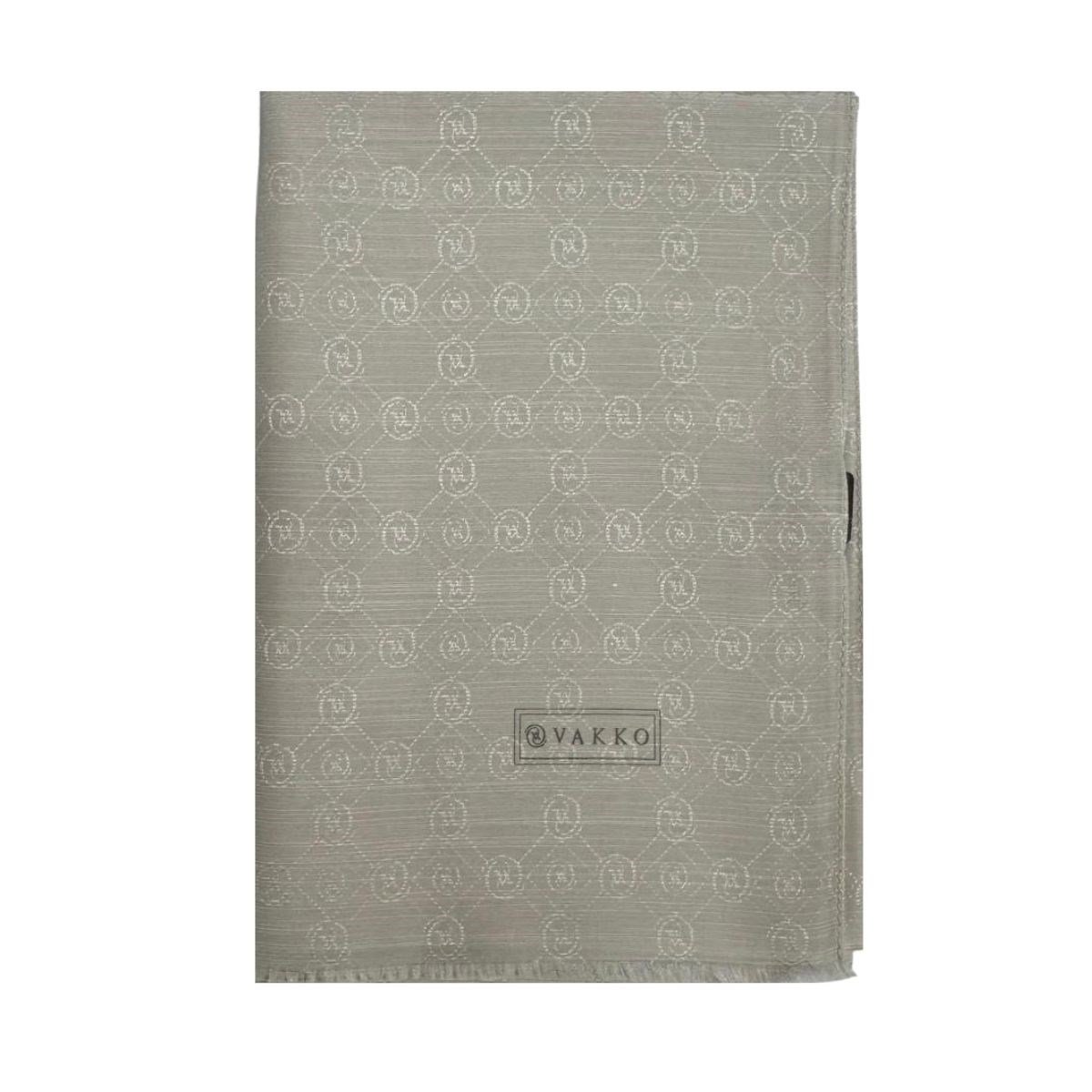 Vakko Pamuk İpek Monogram Şal 40752-Açık Gri