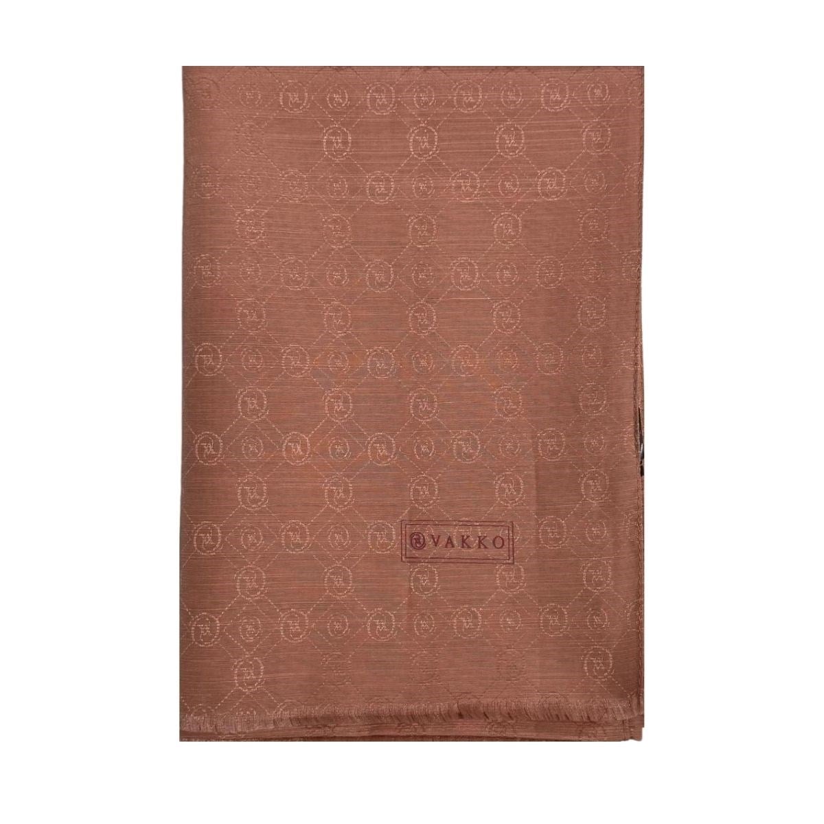 Vakko Pamuk İpek Monogram Şal 40752-Gül Kurusu