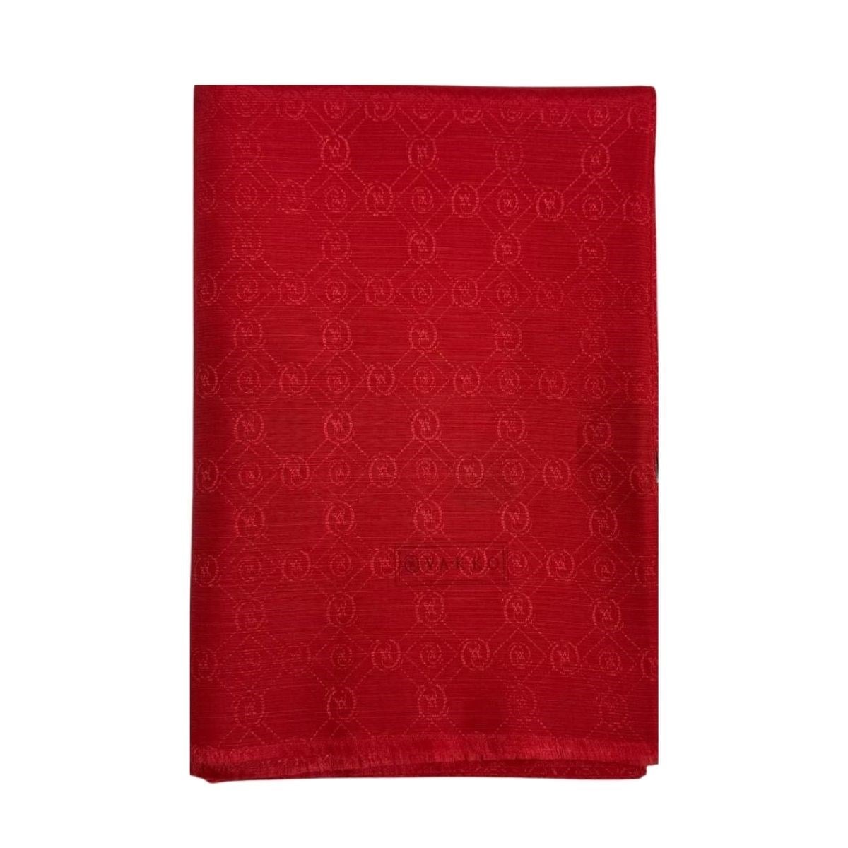 Vakko Pamuk İpek Monogram Şal 40752-kırmızı