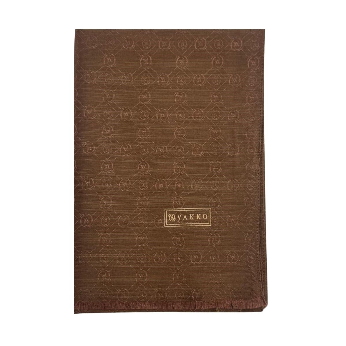 Vakko Pamuk İpek Monogram Şal 40752-Kızıl Kahve