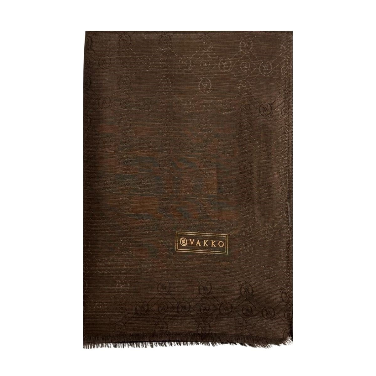 Vakko Pamuk İpek Monogram Şal 40752-Koyu Kahve