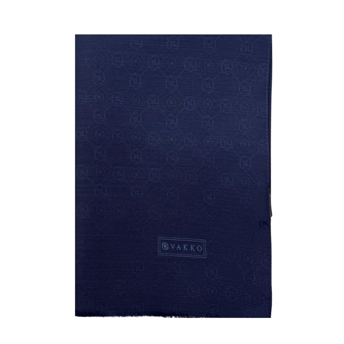 Vakko Pamuk İpek Monogram Şal 40752-Koyu Lacivert