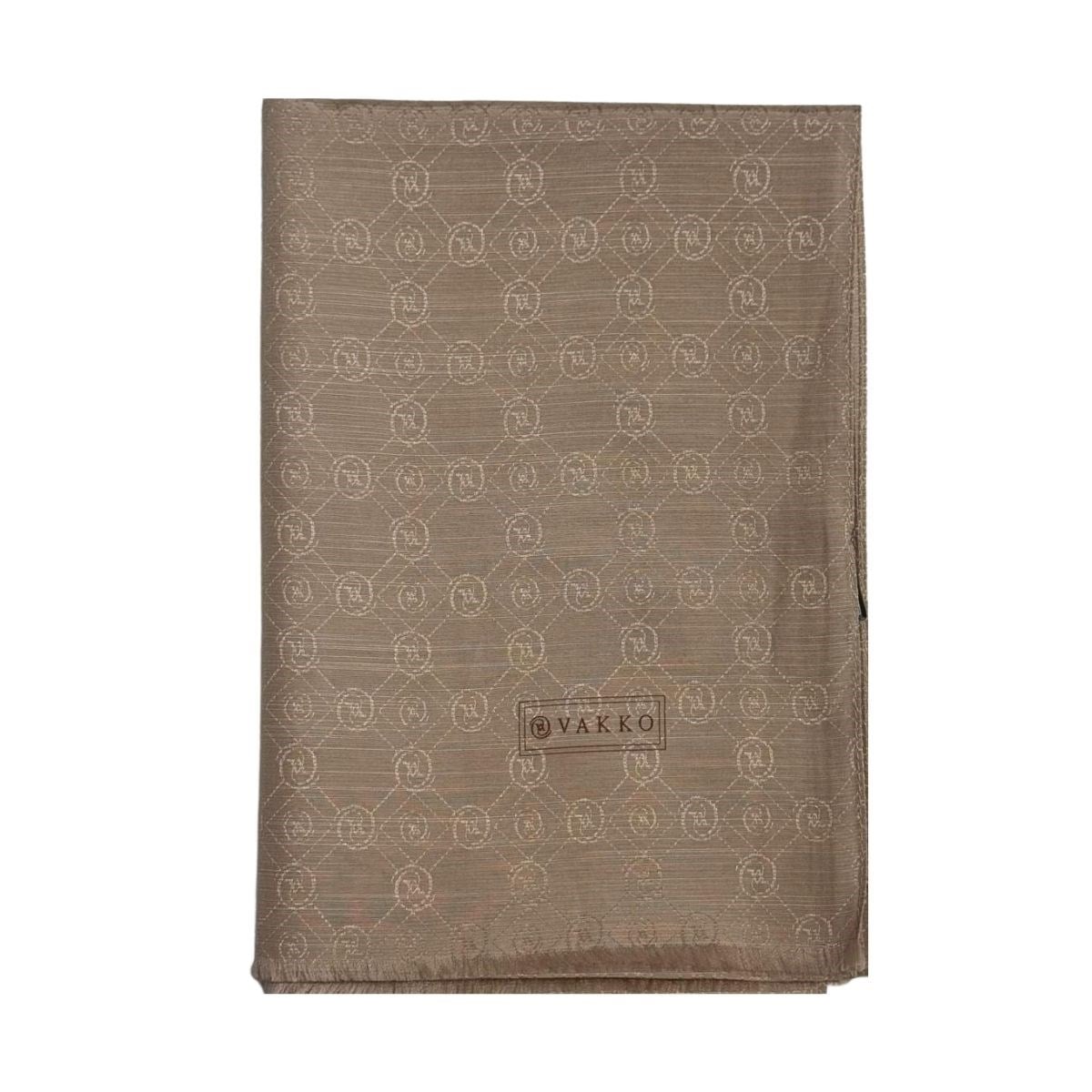 Vakko Pamuk İpek Monogram Şal 40752-Kum