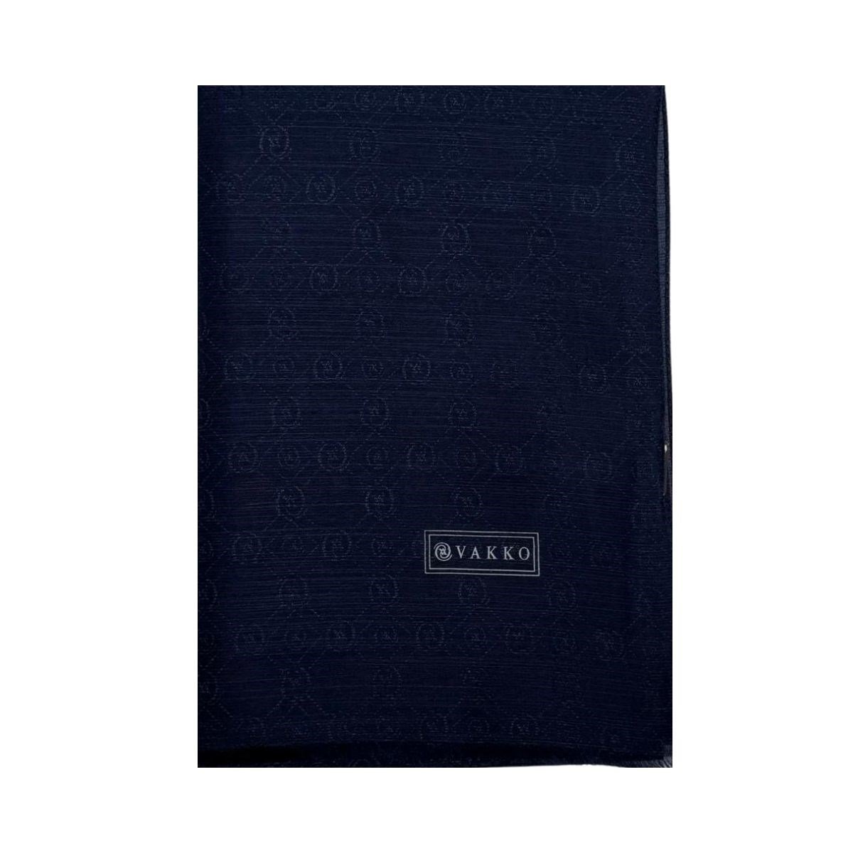 Vakko Pamuk İpek Monogram Şal 40752-Lacivert
