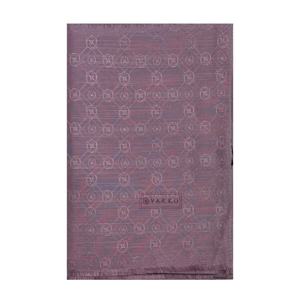 Vakko Pamuk İpek Monogram Şal 40752-Lila