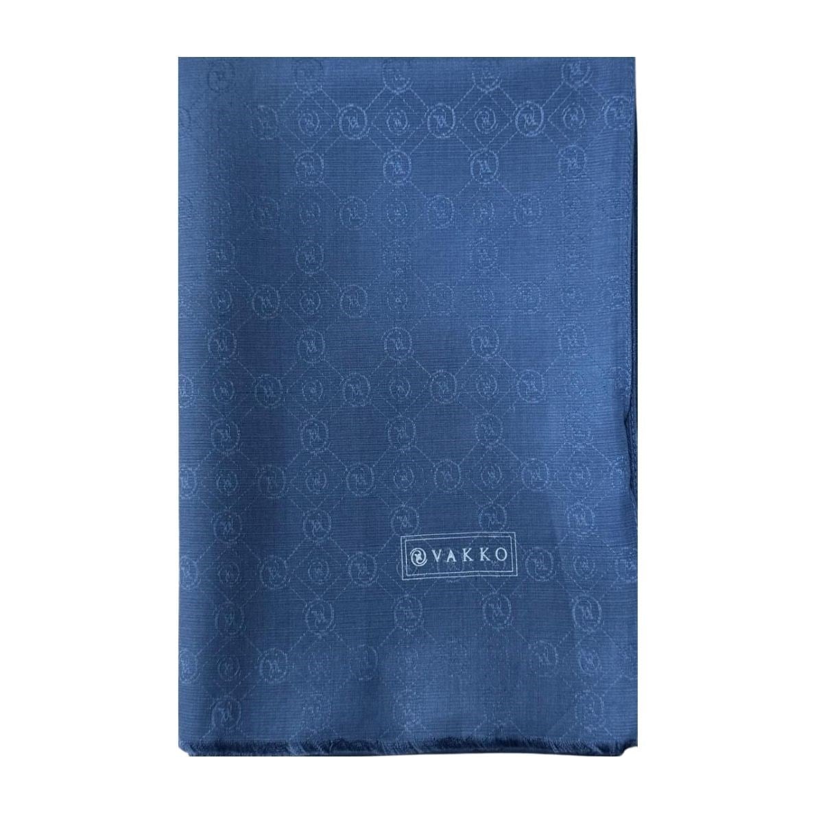 Vakko Pamuk İpek Monogram Şal 40752-Petrol
