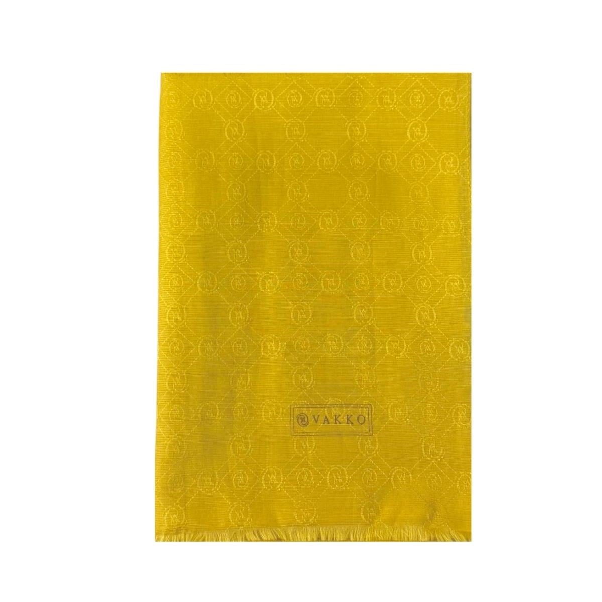 Vakko Pamuk İpek Monogram Şal 40752-Sarı