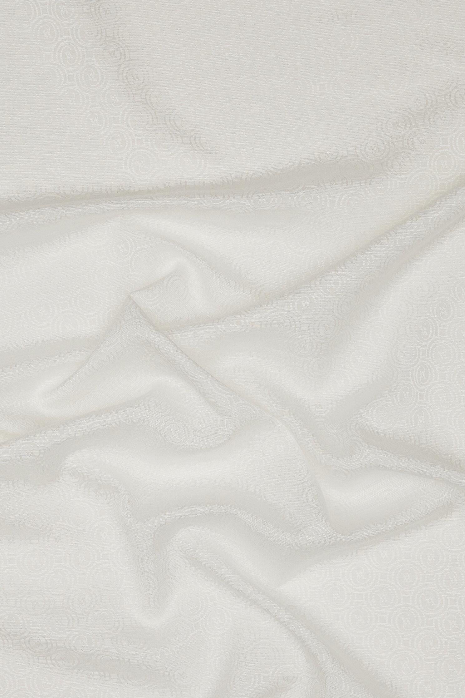 Vakko Pamuk İpek Monogram Şal 41302-Beyaz
