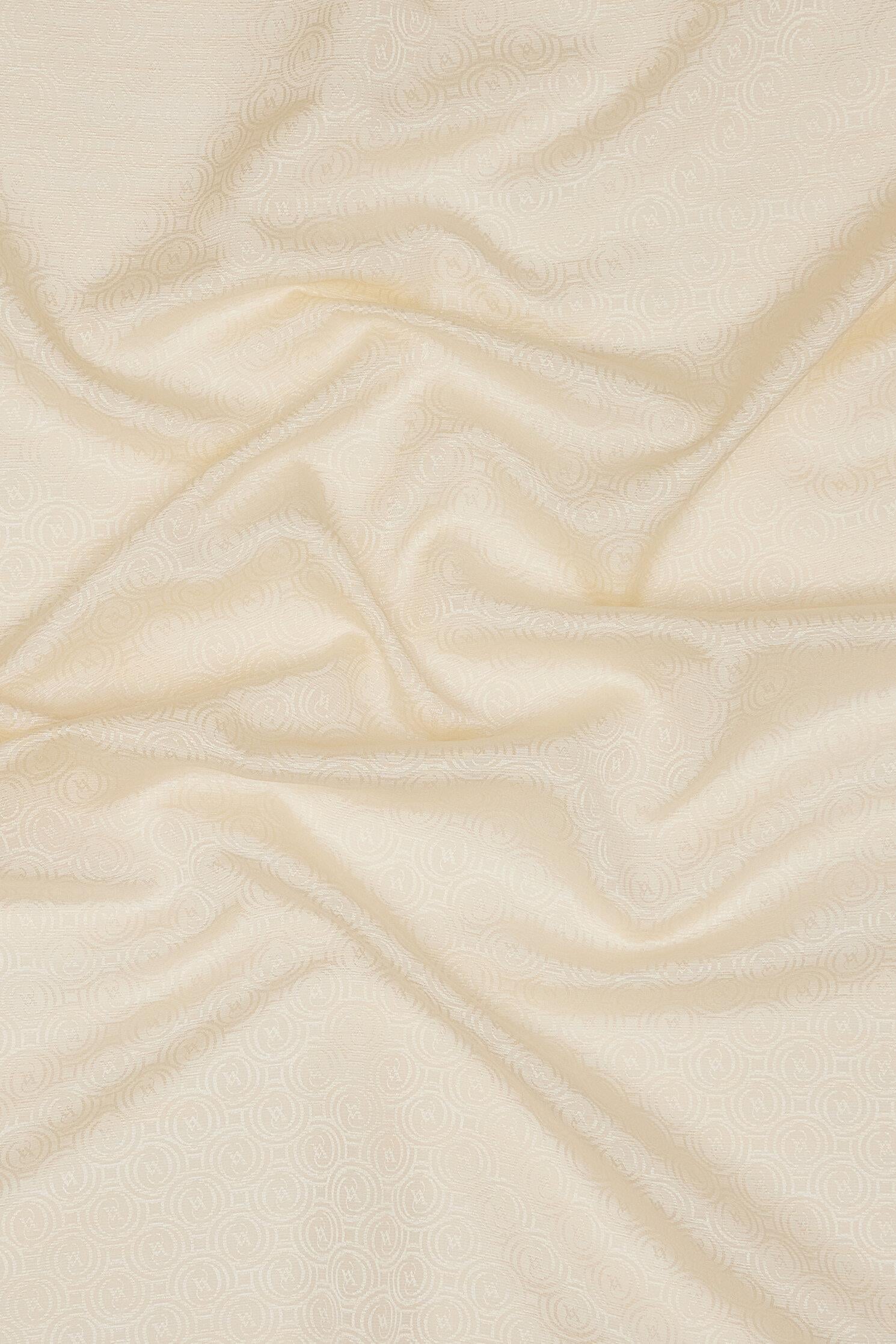 Vakko Pamuk İpek Monogram Şal 41302-Ekru
