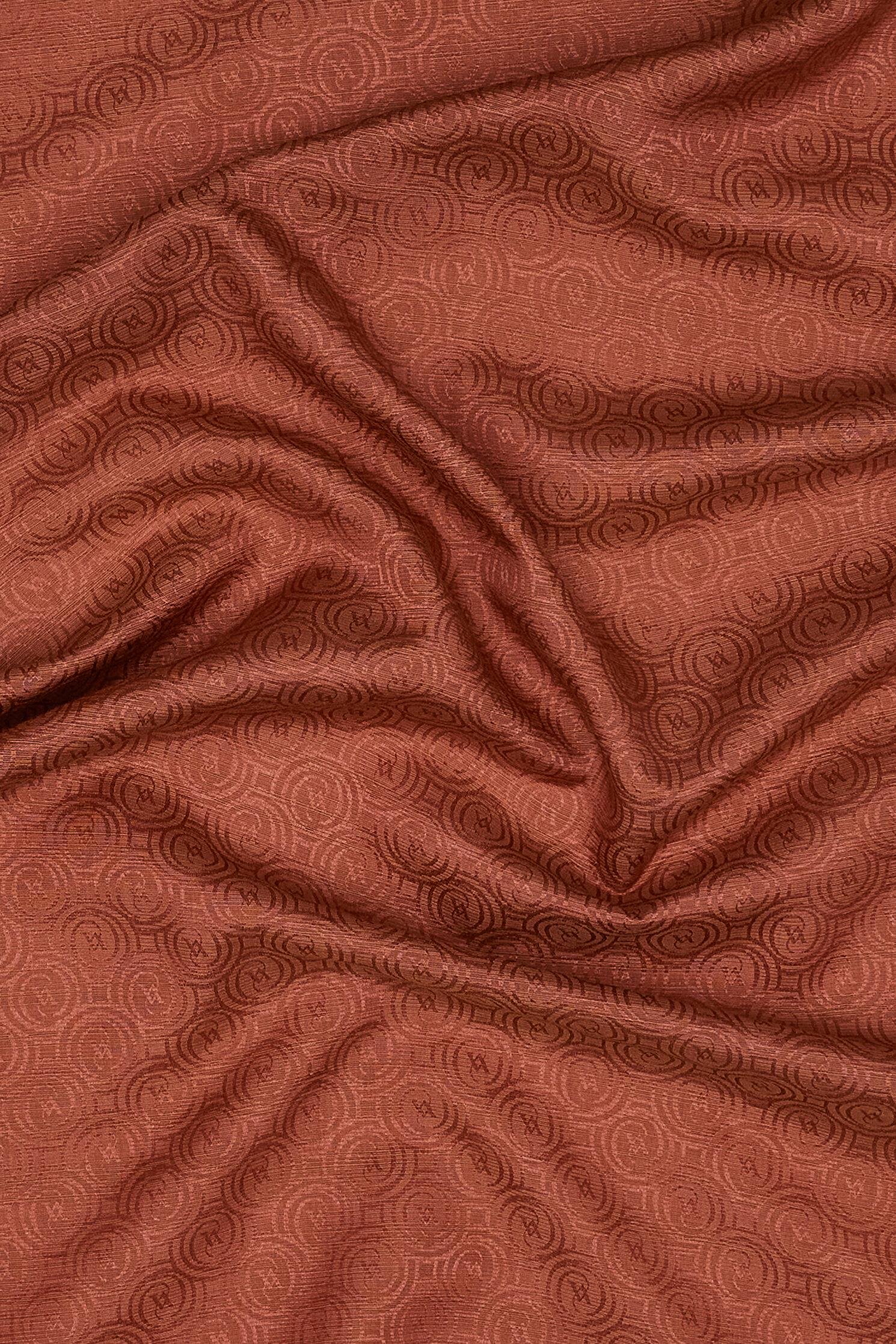 Vakko Pamuk İpek Monogram Şal 41302-Kızıl Kahve