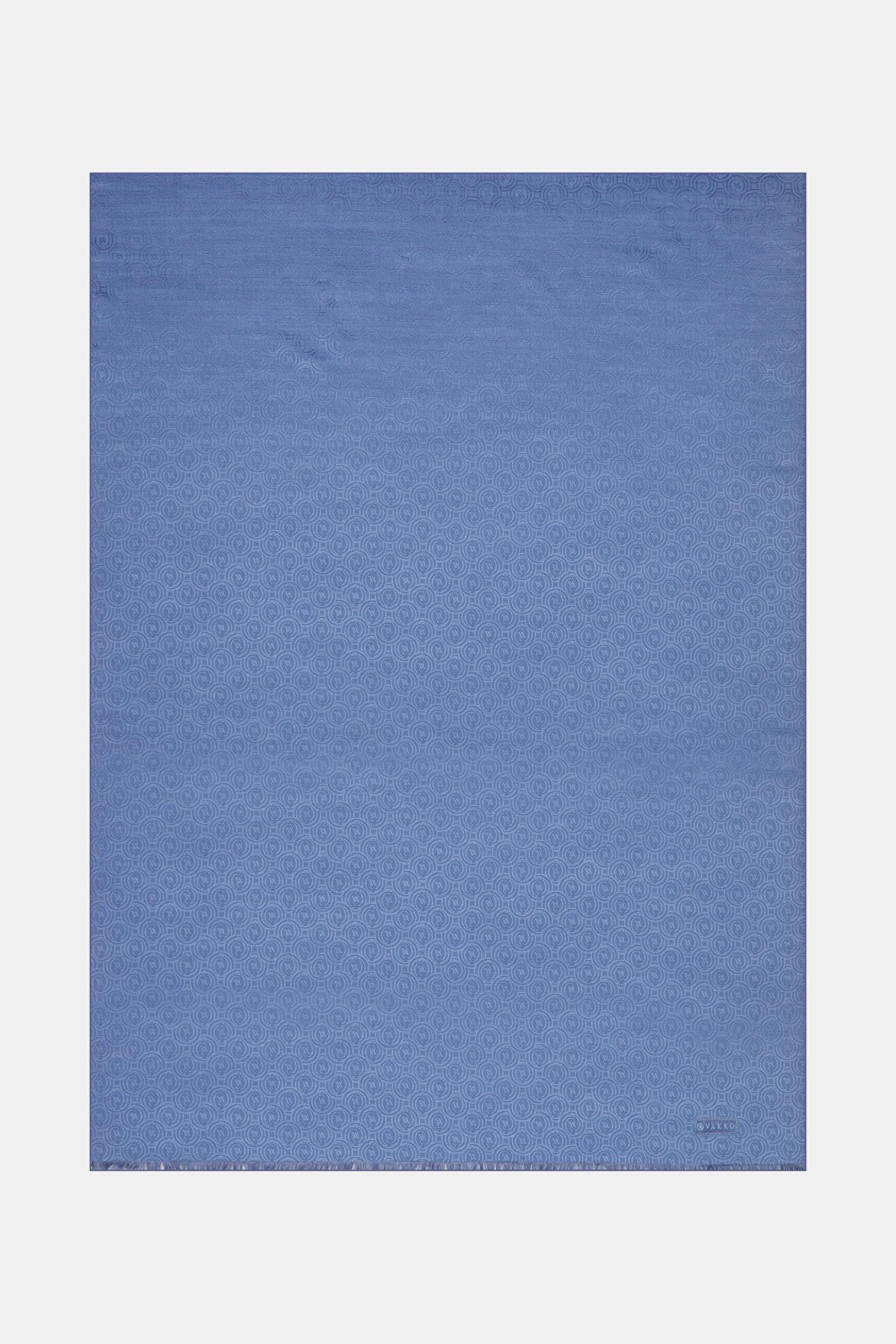 Vakko Pamuk İpek Monogram Şal 41302-Koyu Mavi