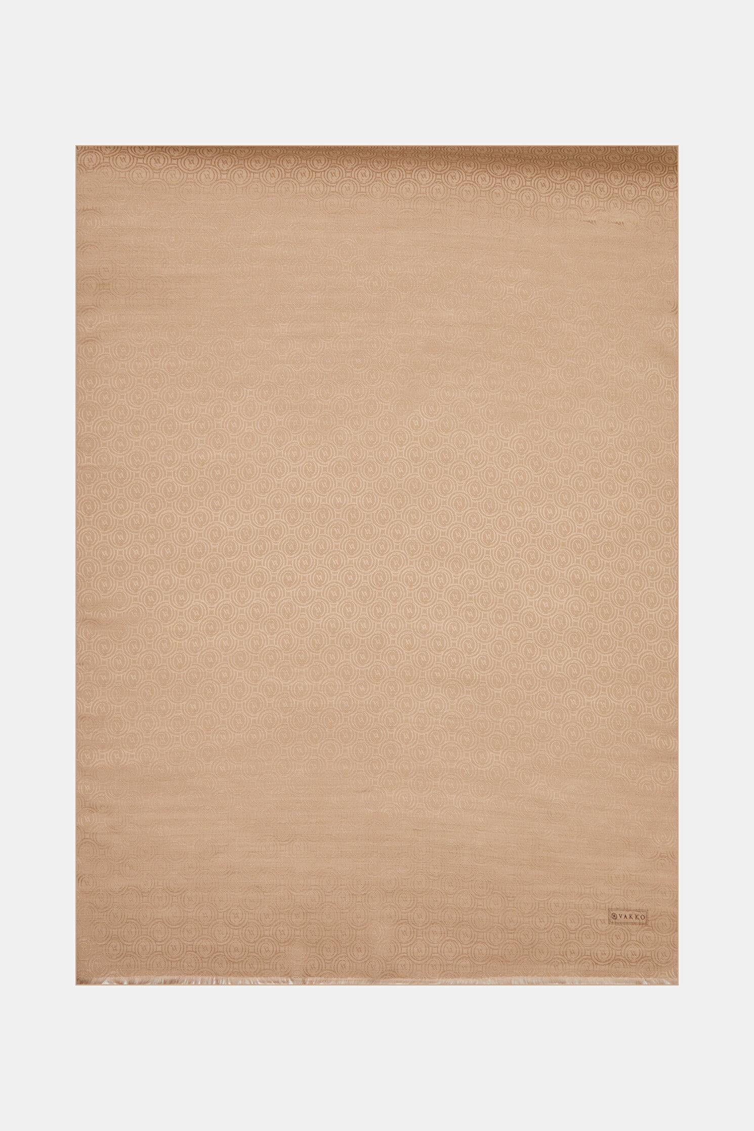 Vakko Pamuk İpek Monogram Şal 41302-Kum