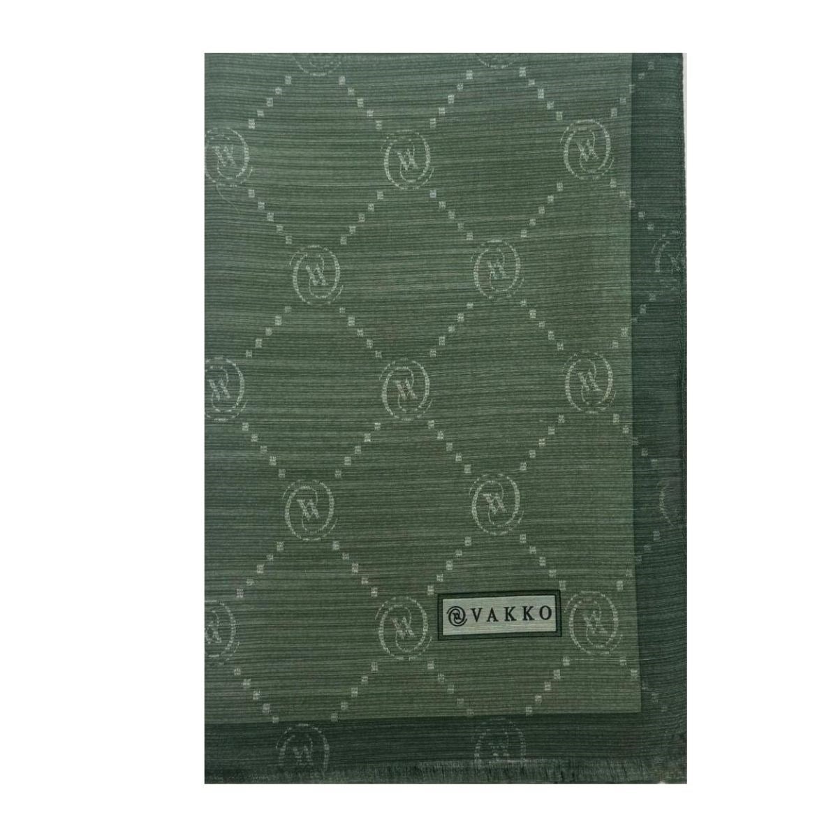 Vakko Pamuk İpek Monogram Şal 42140-Açık Yeşil