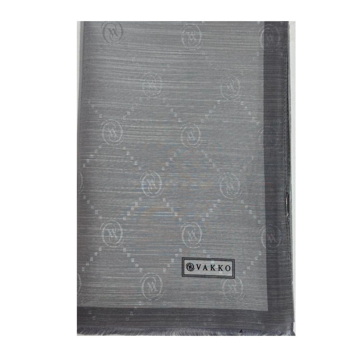 Vakko Pamuk İpek Monogram Şal 42140-Açık Gri