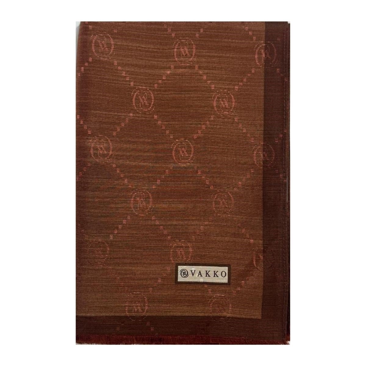 Vakko Pamuk İpek Monogram Şal 42140-Kahve