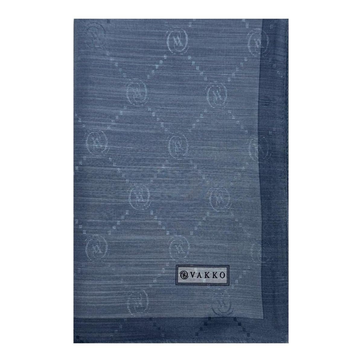 Vakko Pamuk İpek Monogram Şal 42140-Koyu Mavi