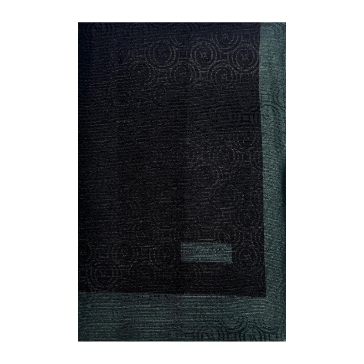 Vakko  Pamuk İpek Şeritli Monogram Şal 041728-Siyah Yeşil