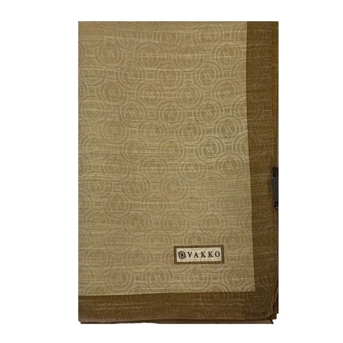 Vakko Pamuk İpek Şeritli Monogram Şal 41728-Bej