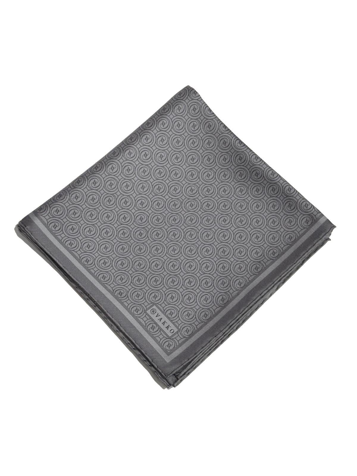 Vakko Tivil Monogram İpek Eşarp 41408-Açık Gri