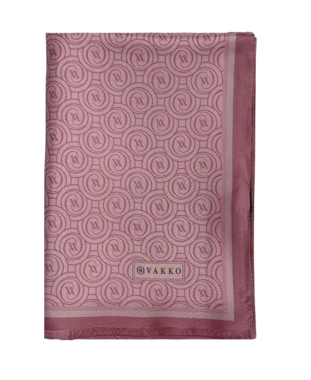 Vakko Tivil Monogram İpek Şal 41407-Açık Pembe