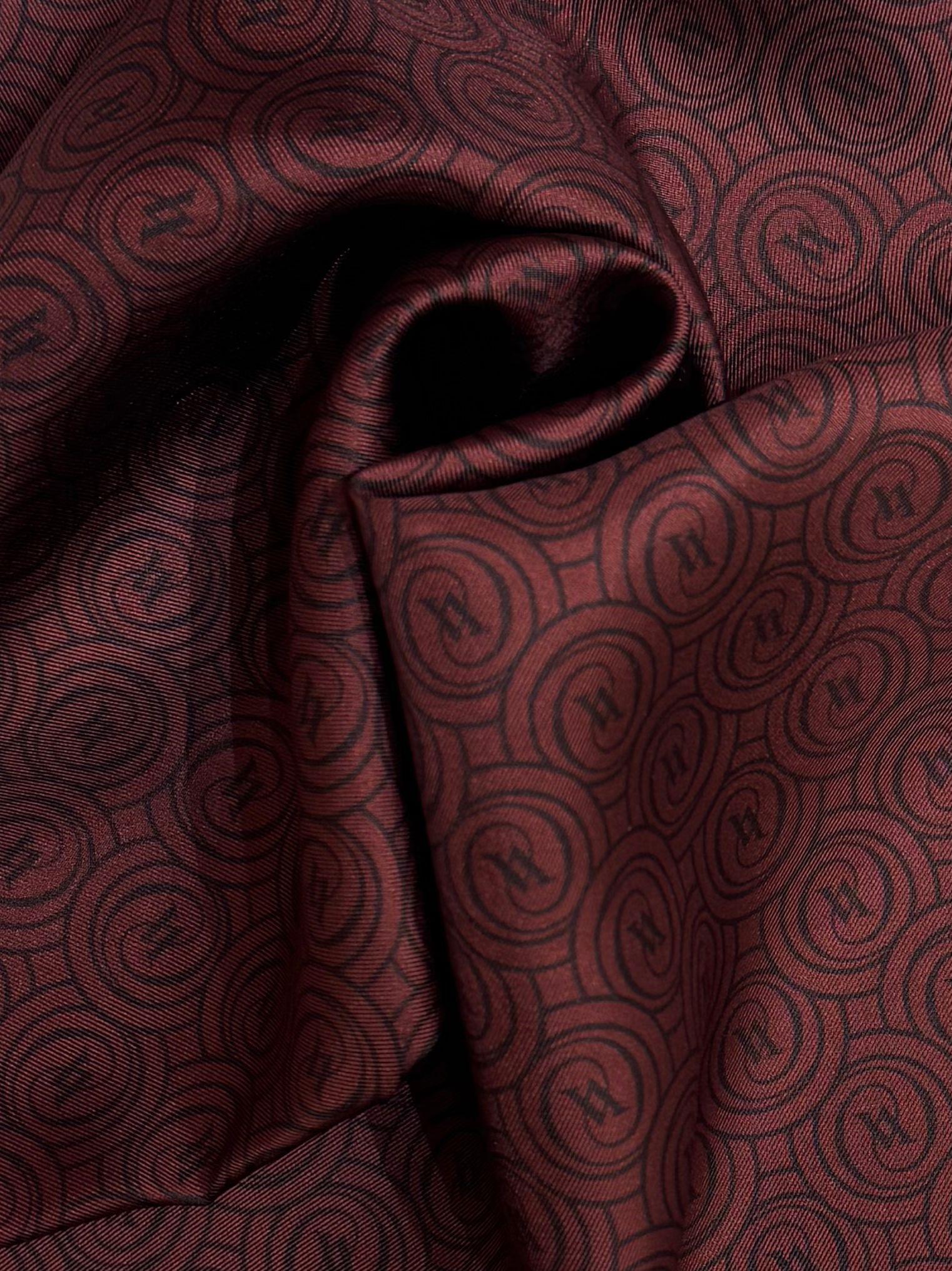 Vakko Tivil Monogram İpek Şal 41407-Bordo