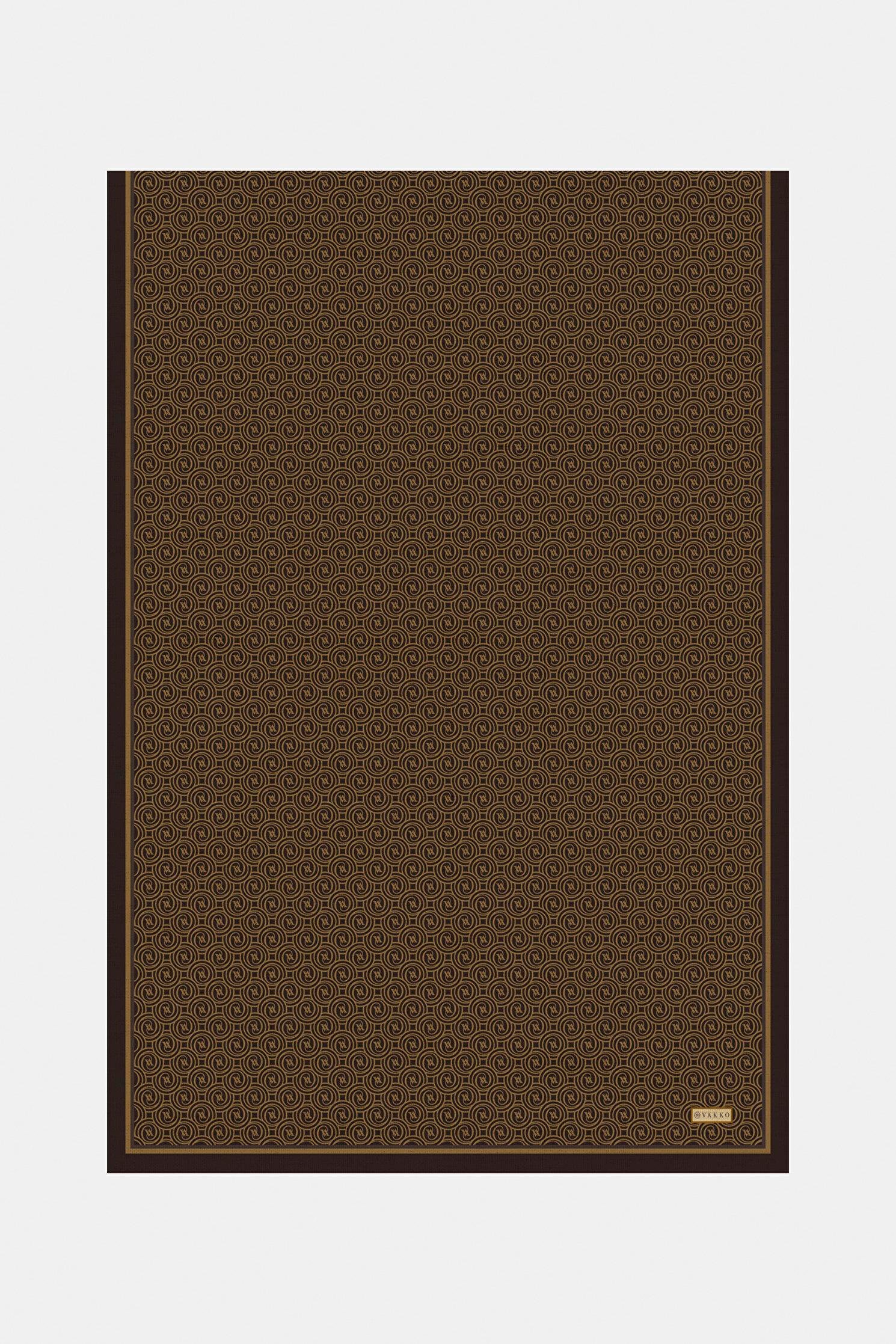 Vakko Tivil Monogram İpek Şal 41407-Koyu Kahve