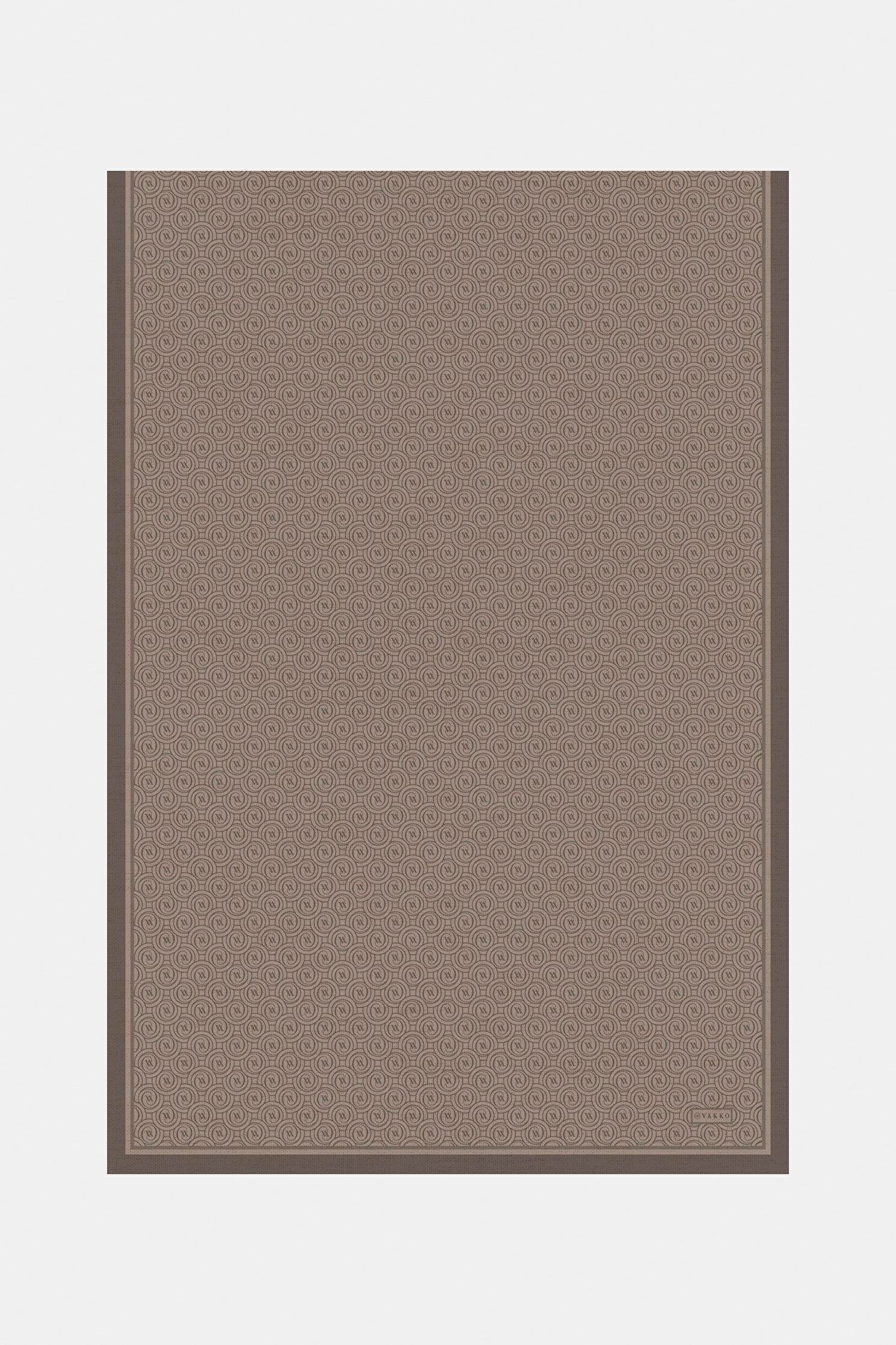 Vakko Tivil Monogram İpek Şal 41407-Koyu Vizon