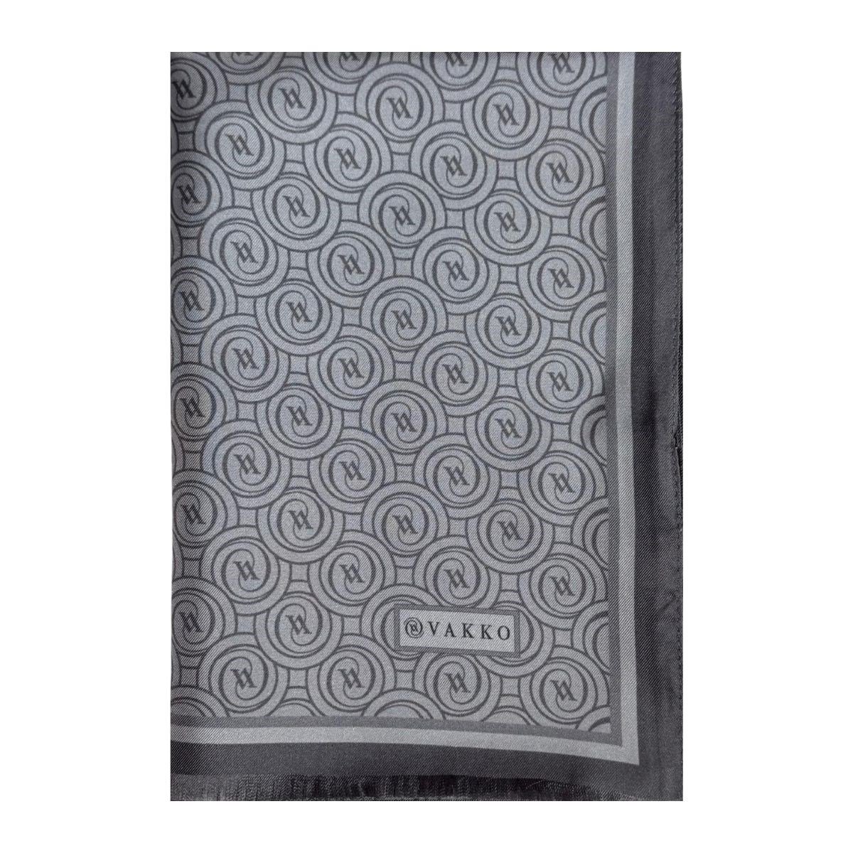 Vakko Tivil Monogram Şal 41407-Açık Gri