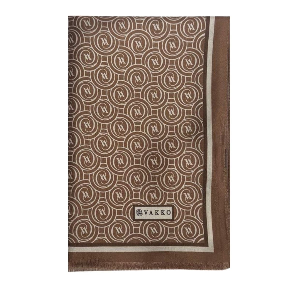 Vakko Tivil Monogram Şal 41407-Açık Kahve