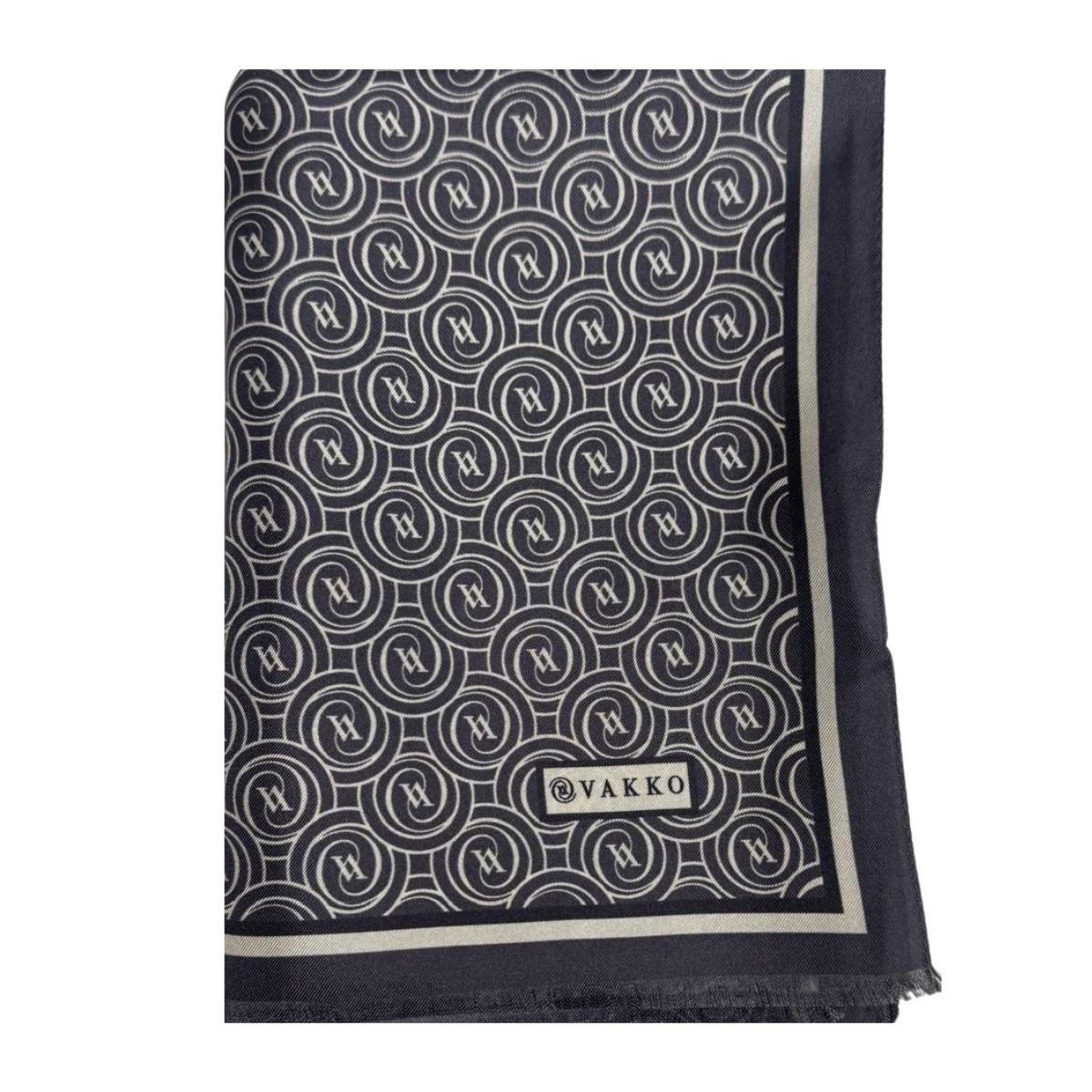Vakko Tivil Monogram Şal 41407-Antrasit Ekru