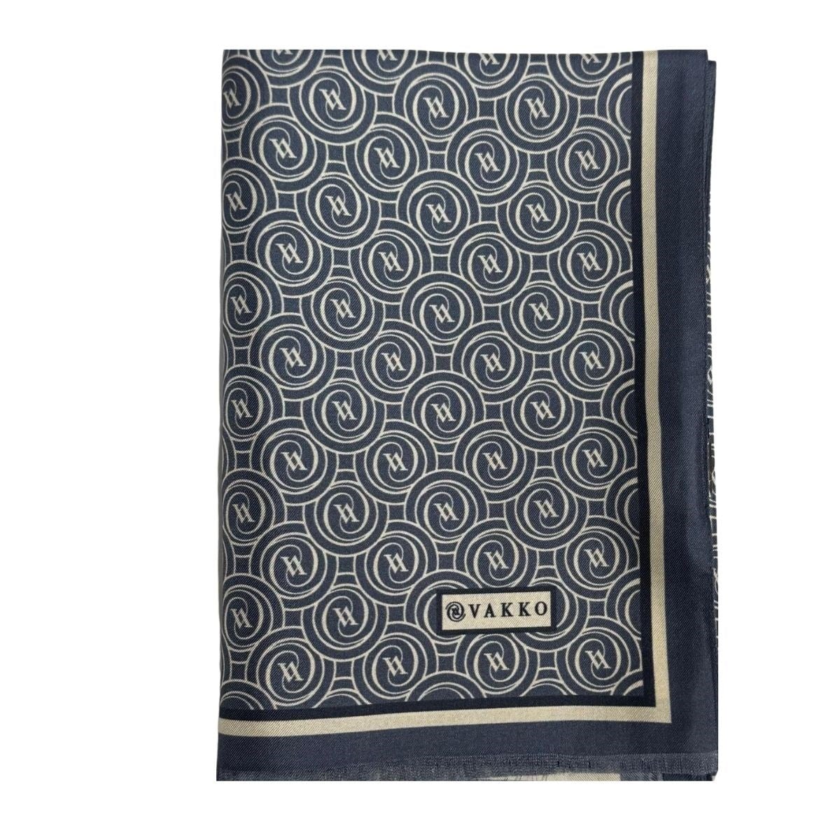 Vakko Tivil Monogram Şal 41407-Füme Ekru