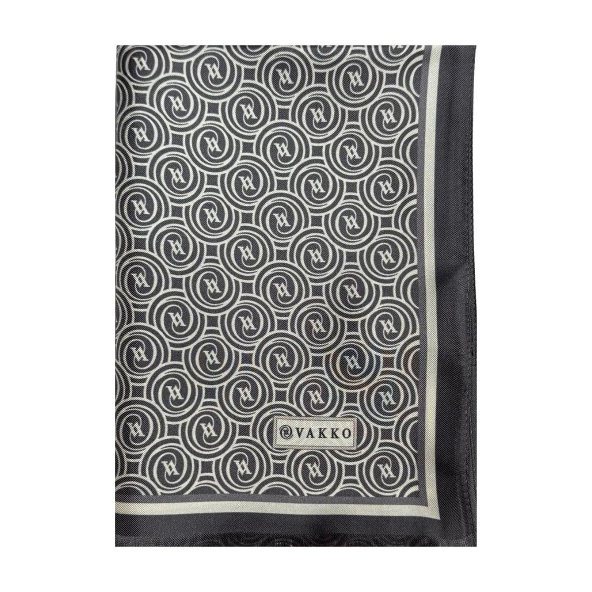 Vakko Tivil Monogram Şal 41407-Gri Ekru