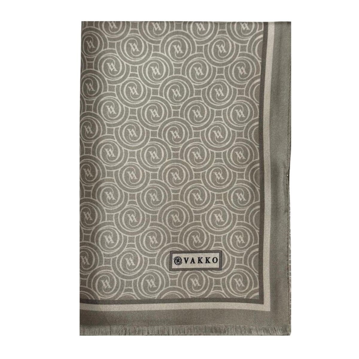 Vakko Tivil Monogram Şal 41407-Kum Ekru