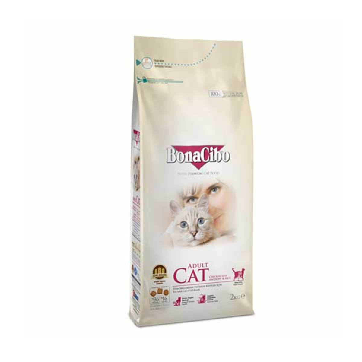 BonaCibo Adult Cat 3 Kg Tavuklu Hamsi Ve Pirinç Eşliğinde Yetişkin Kedi Maması