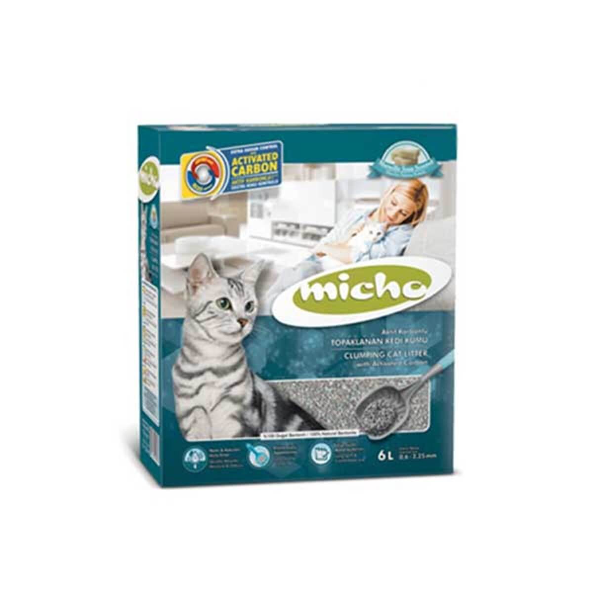 Micho 6 Lt Aktif Karbonlu Marsilya Sabunlu Topaklanan Kedi Kumu 