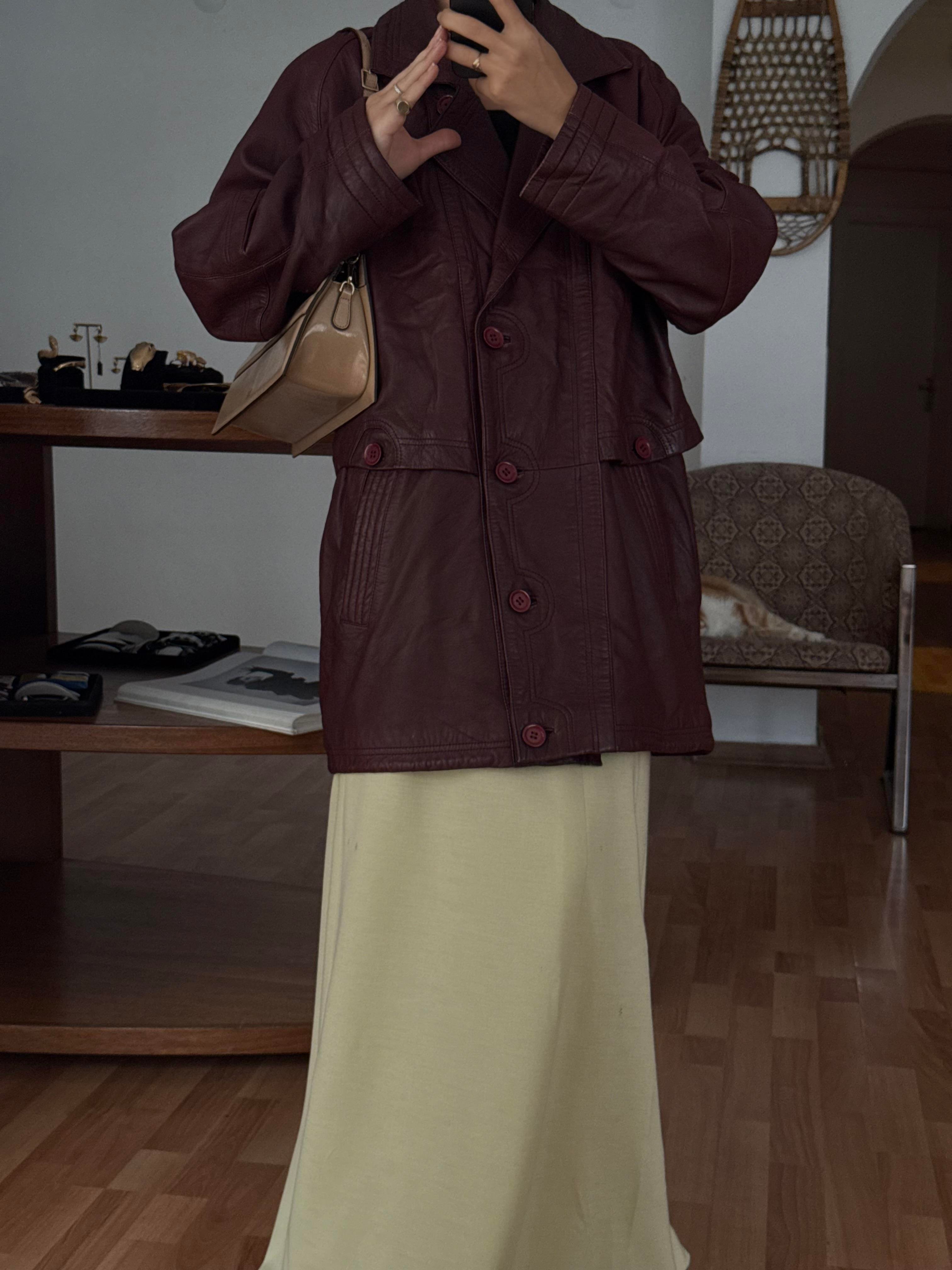 %100 DERİ BORDO CEKET