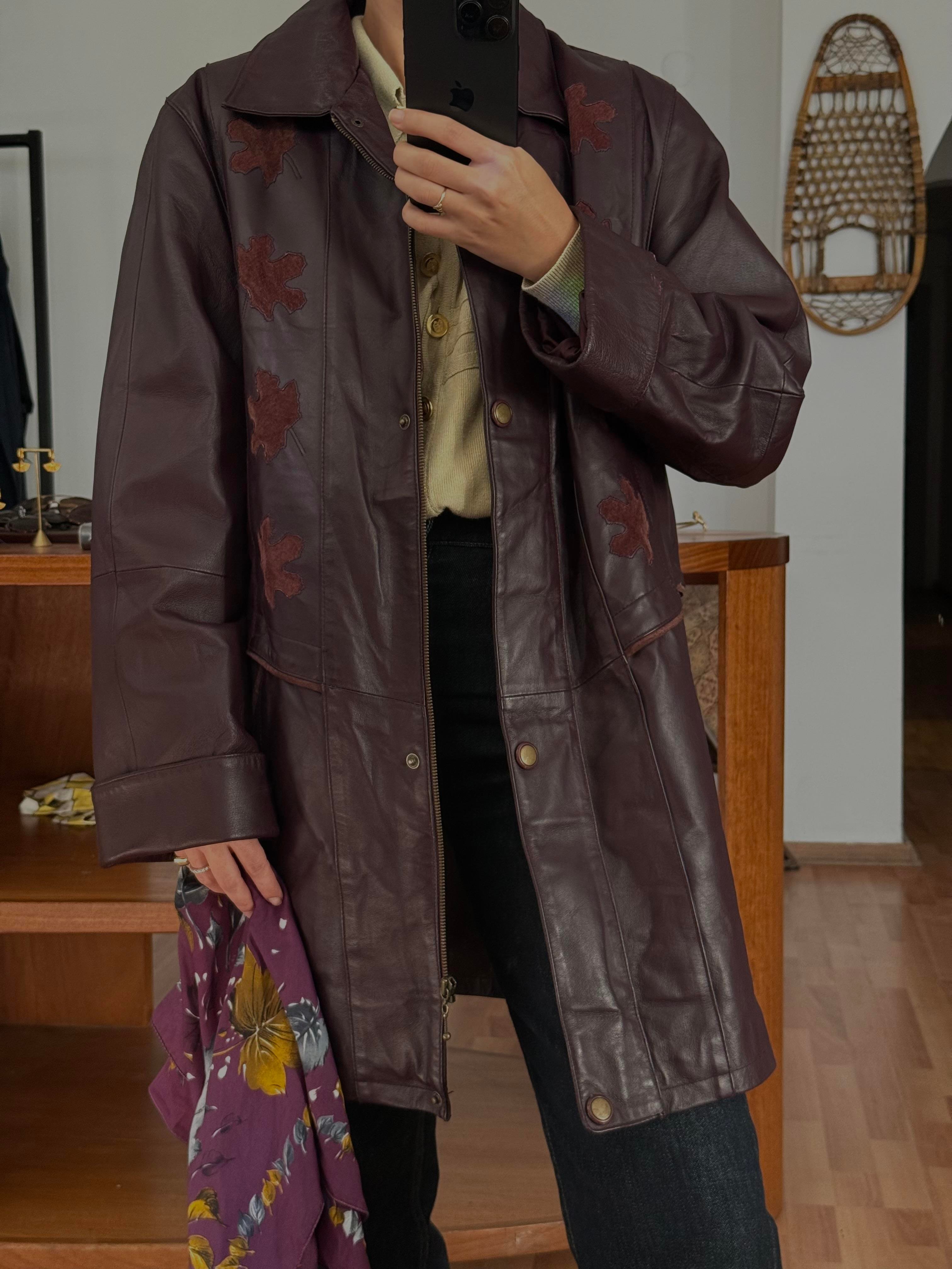 %100 DERİ BORDO OVERSIZE CEKET