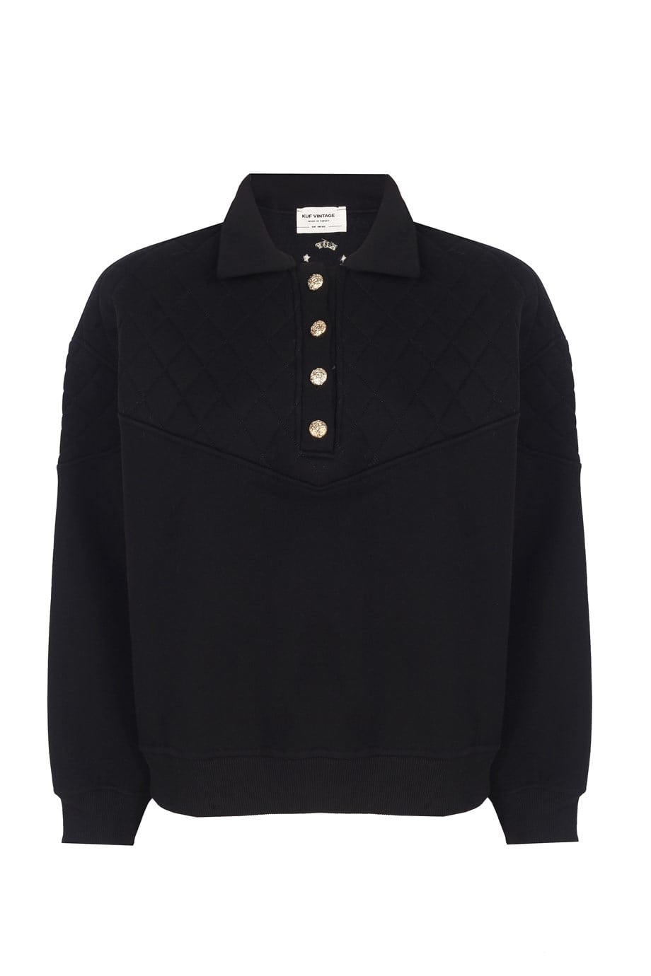 Blanca Kapitone Polo Sweatshirt - Limited Edition - Siyah
